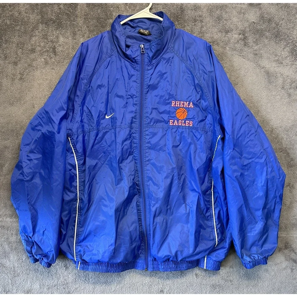 Vintage Nike Windbreaker Men's XL Jacket Track Zip Lightweight Swoosh Blue Rhema